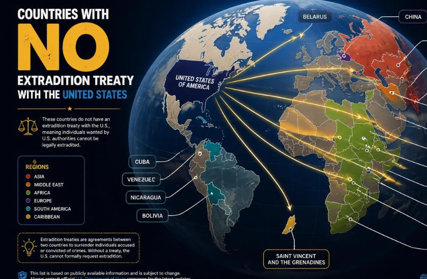 Countries With No Extradition Treaty With The US in 2026: Complete List, What It Means, and Why No Treaty Does Not Guarantee Protection